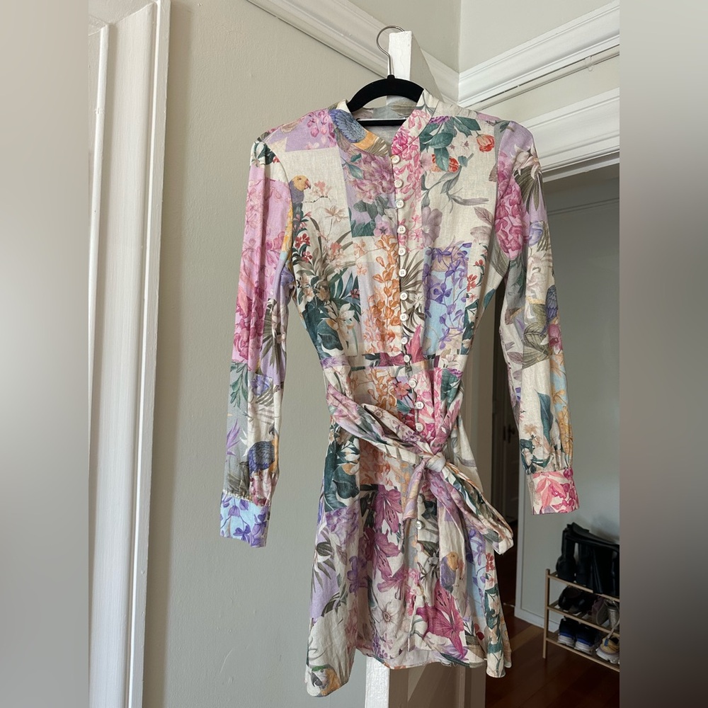 Floral Long Sleeve Dress with Belt
